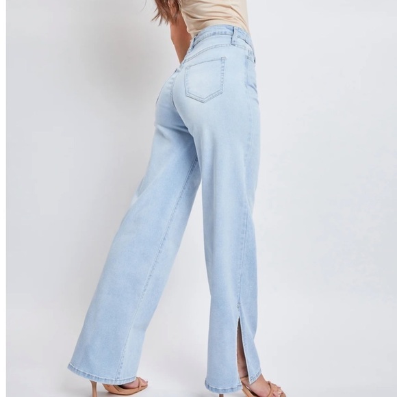 YMI 90's Wide Leg DISTRESSED Jeans Dream 90s Leg Slit Women's Size 26 NWT - Picture 1 of 16